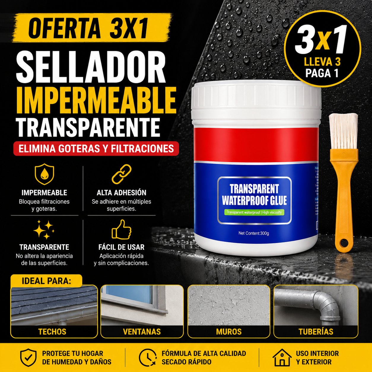 SellaMax Pro° 3x1 | Sella Filtraciones y Humedad al Instante