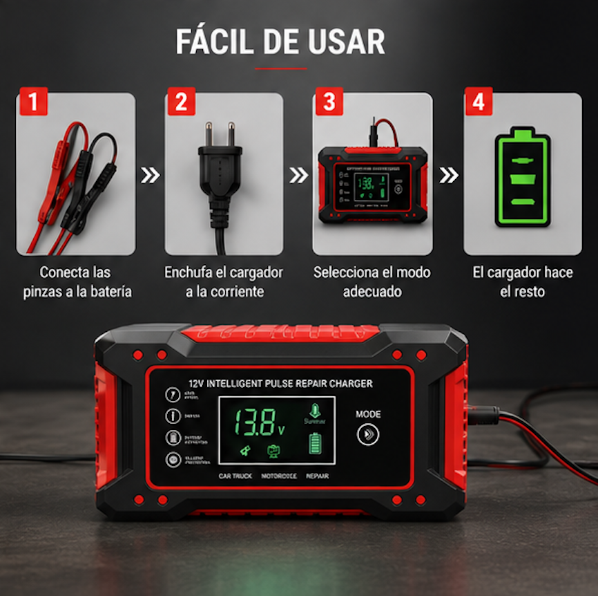 CARGADOR REPARADOR DE BATERIAS PARA AUTO